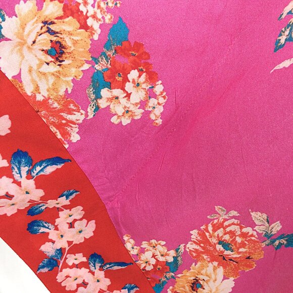 Mahila Kimono Cardigan OS Floral Pink Red Open Front Flowy Modal - Picture 8 of 10